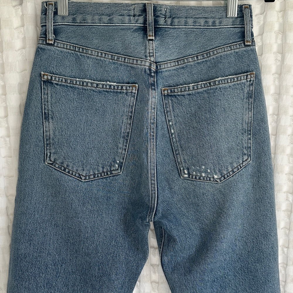 Agolde Denim Straight Leg High Waisted Distressed Jeans 25 Organic Cotton - Picture 12 of 17